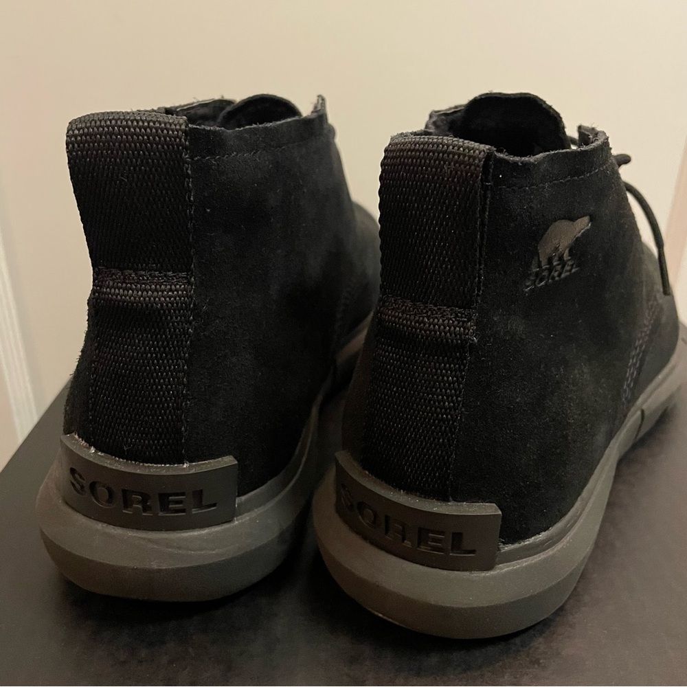 SOREL EXPLORER DRIFT WATERPROOF BOOTS MEN'S / BLACK, SEA SALT